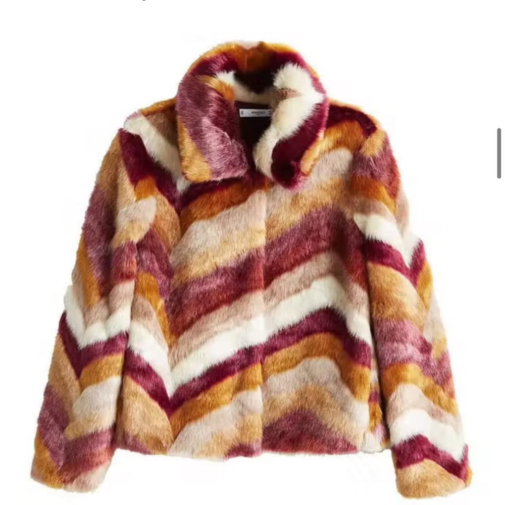 Mango faux fur colorful jacket